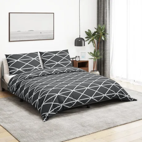 Voodipesukomplekt, Hall, 155 x 220 Cm, Puuvill Tumehall Ja Valge