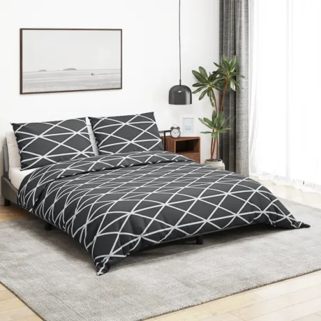 Voodipesukomplekt, Hall, 225 x 220 Cm, Puuvill Tumehall Ja Valge