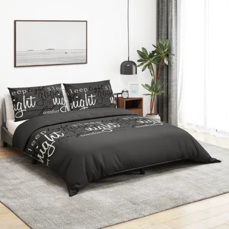 Tekikotikomplekt Must 200 x 200 Cm, Puuvill Must Ja Valge