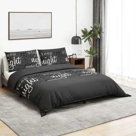 Tekikotikomplekt Must 200 x 220 Cm, Puuvill Must Ja Valge