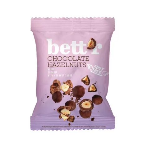 Bett'r šokolaadiga kaetud sarapuupähklid, mahe, 40g