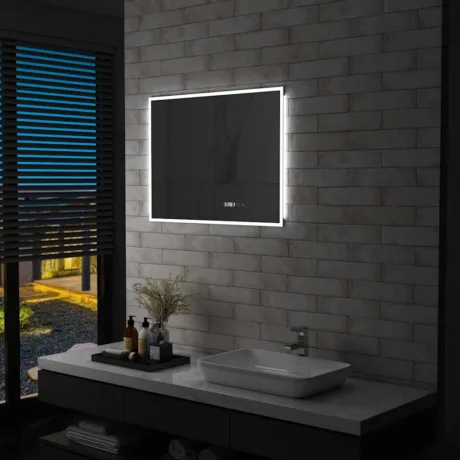 Vannitoa Led-Seinapeegel Puuteanduri Ja Ajanäidikuga