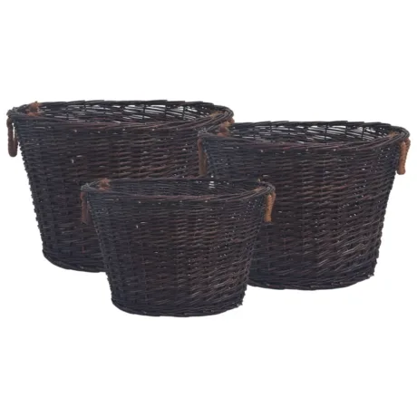 3-Osaline Küttepuu Korvide Komplekt, Tumepruun, Paju