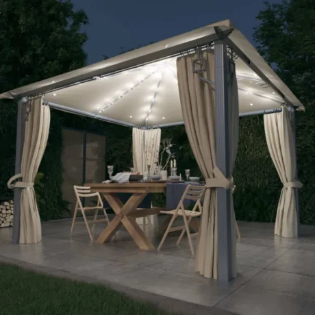 Varikatus, Kardin, Led-Nöörvalgusti 3 x 3 M Kreemjas Alumiinium