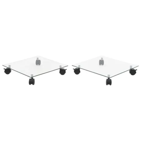 Ratastega Taimealused 2 Tk, Karastatud Klaas, Kandiline