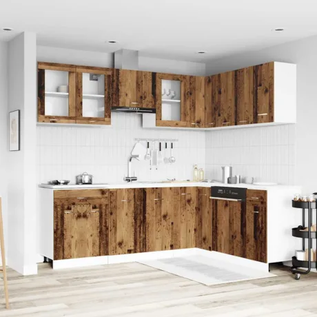 11-Osaline Köögikappide Komplekt "Lyon", Vanast Puidust, Töödeldud Puit
