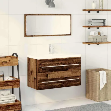 Vannitoa Kraanikausi Kapp Sahtliga Vana Puit 80 x 38,5 x 48 Cm