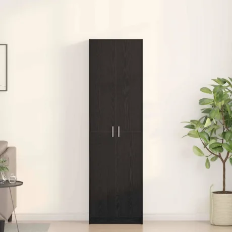 Garderoobikapp Riiuliga Must Tamm 55 x 25 x 189 Cm Tehispuit