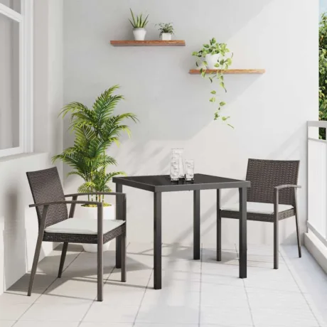 Aia Söögilaudade Komplekt 3 Pcs Pruun Ja Must Pe Rattan