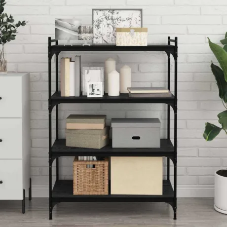 Raamatute Riiuli Plaat 4 Pcs Must 80 x 40 x 1,5 Cm Tehispuit