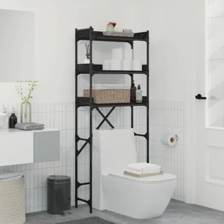 Pesumasina Riiul Riiuliga Must 0Ak 67 x 25 x 163 Cm Tehispuit