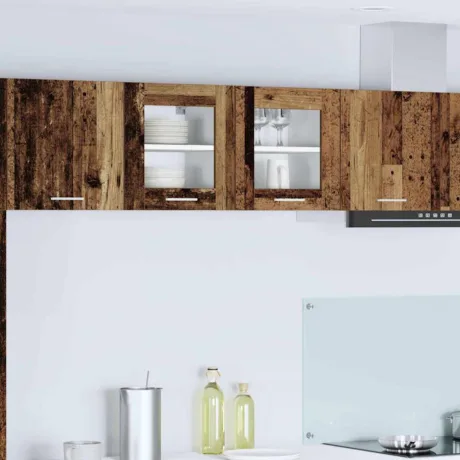 Seinakapp Uksega 2 Pcs Vana Puit 40 x 31 x 40 Cm Tehispuit