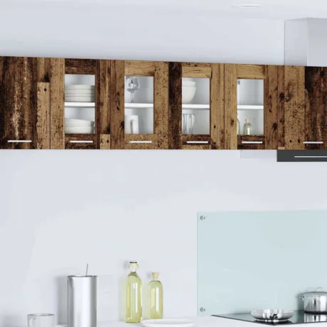 Seinakapp Uksega 2 Pcs Vana Puit 60 x 31 x 40 Cm Tehispuit