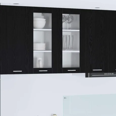 Seinakapp Uksega 2 Pcs Must Tamm 40 x 31 x 80 Cm Tehispuit