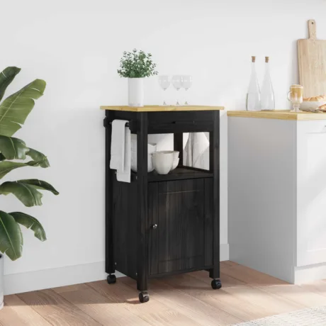 Köögikäru Monza Must 48 x 40 x 88,5 Cm Kindel Männipuidust