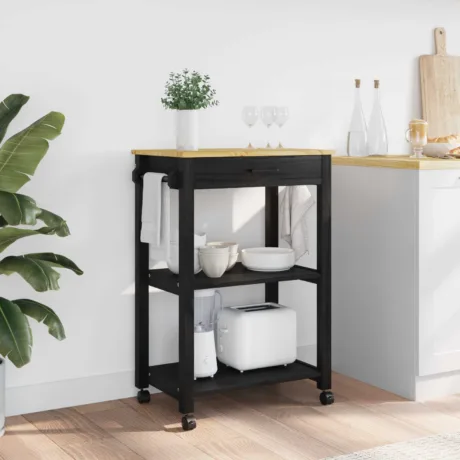 Köögikäru Monza Must 60 x 40 x 88,5 Cm Kindel Männipuidust