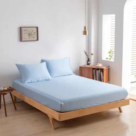 Bambusest kummiga voodilina - Sky Blue - Premium
