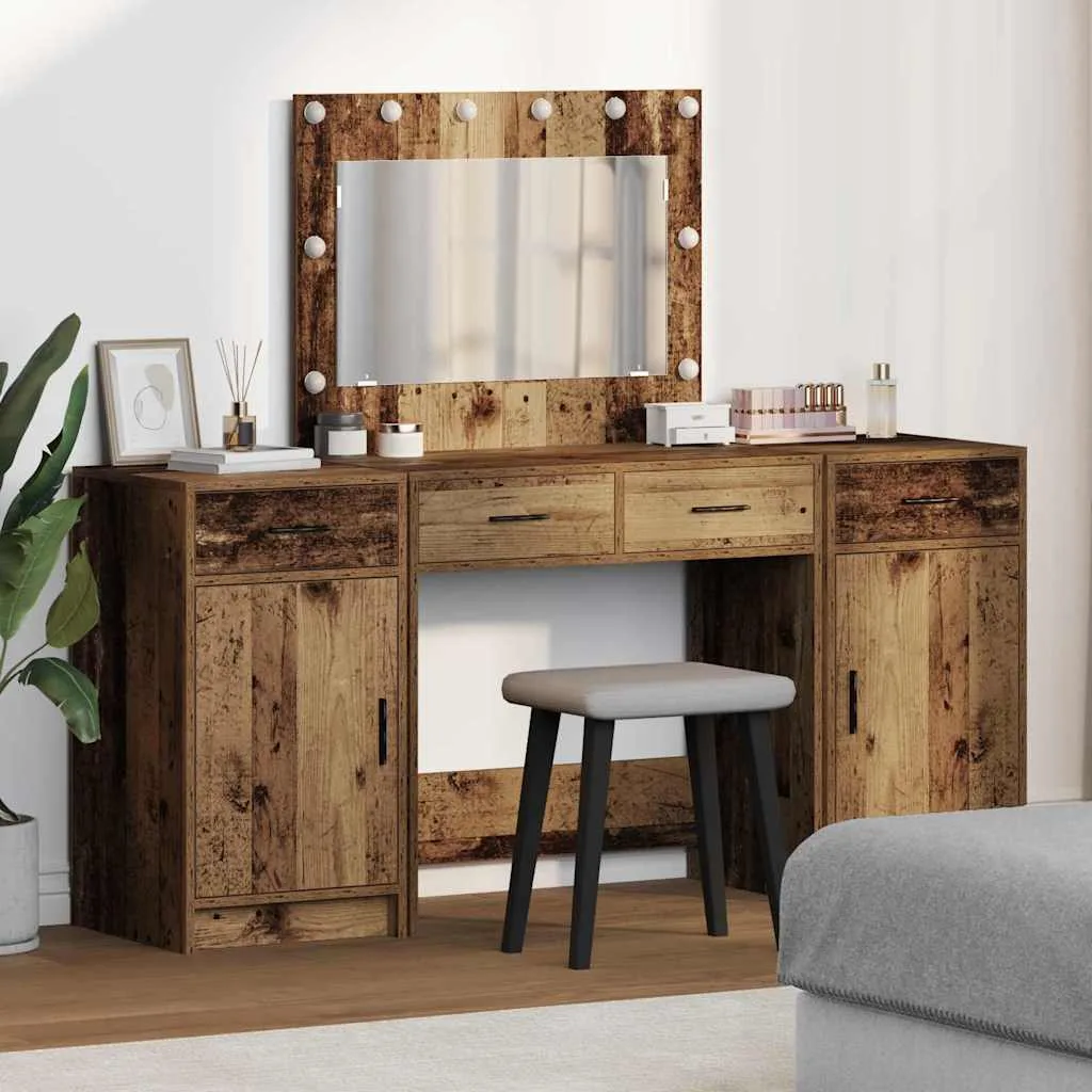Riietumislaud Peeglituledega Sahtliga 3 Pcs Hall Tehispuit - foto 17