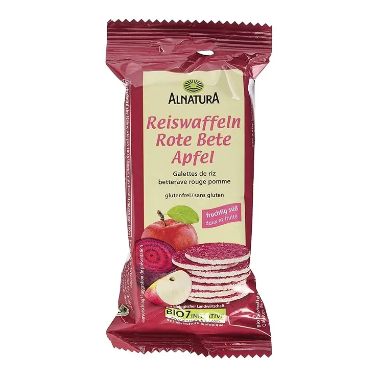 Alnatura riisivahvlid peedi- ja õunamaitsega, 23.5g