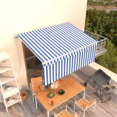 Käsitsi Sissetõmmatav Varikatus Rulooga, 3 x 2,5 M, Sinine/Valge