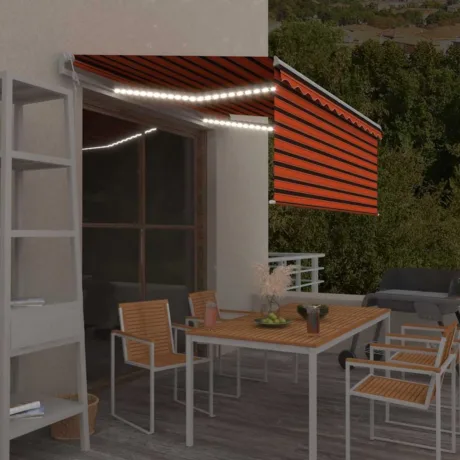 Automaatne Varikatus Led, Tuuleandur, 3,5 x 2,5 M Oranž/Pruun